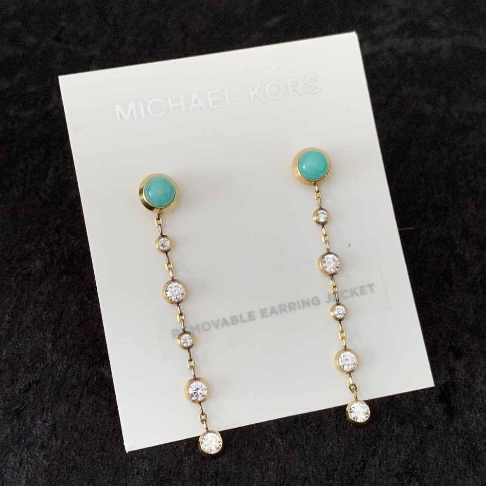 NOC Michael Kors Easy Opulence 2 in 1 Earrings Natural Stone Studs Dangle